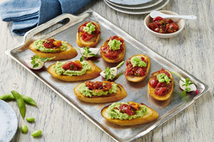 Bruschetta aux edamame et aux tomates semi-séchées