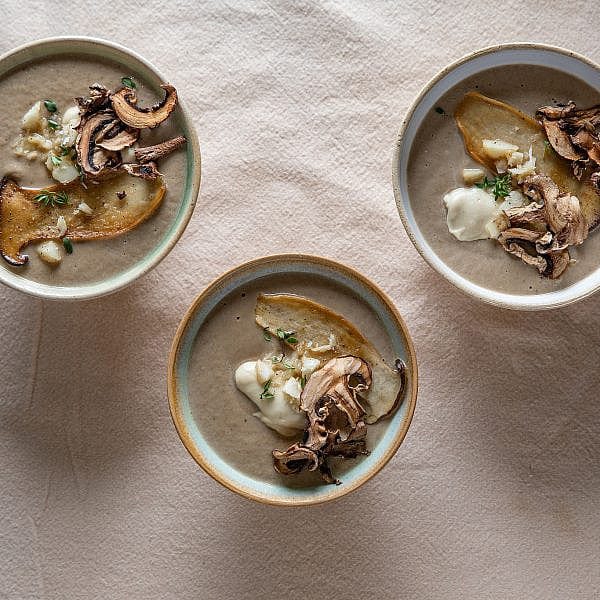 Soupe aux champignons fumés