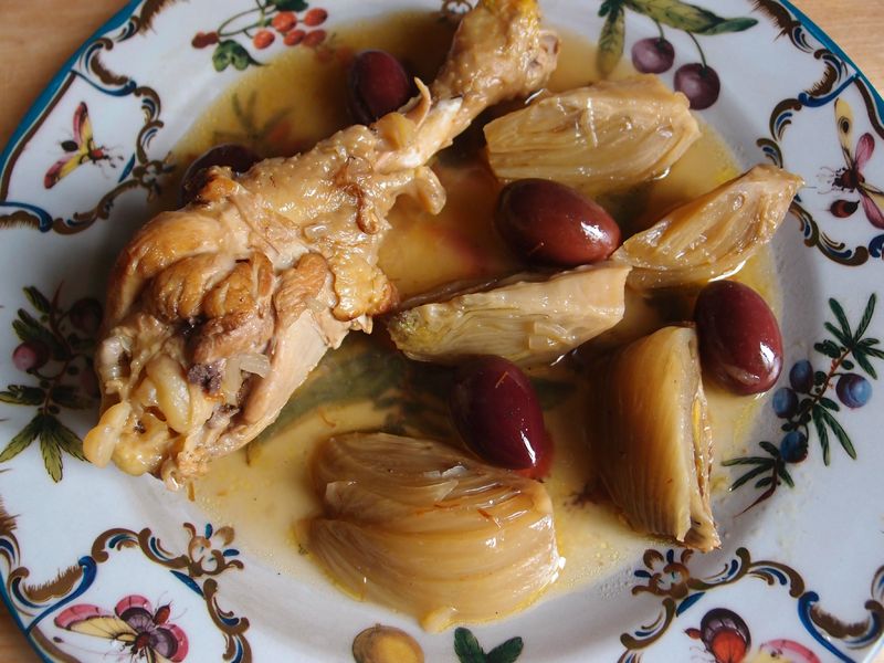 TAJINE DE POULET AUX OLIVES, AUX FENOUILS & AUX CITRONS CONFITS