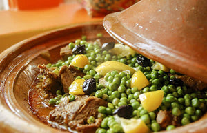 Tajine de viande aux petits pois et citron confit