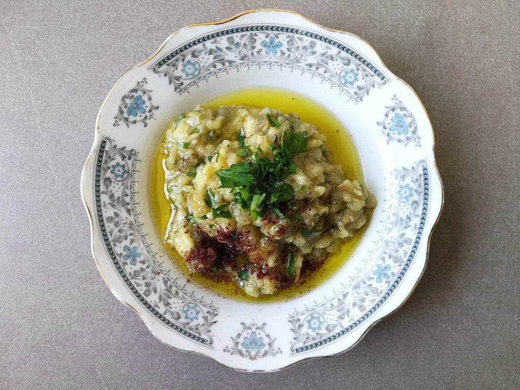 Salade d'aubergine à l'huile d'olives et cumin